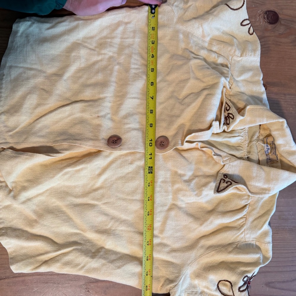 Vintage 50s Bullocks Sunkist Fashions Chain Stitched Yellow Blouse true vintage - Picture 10 of 11